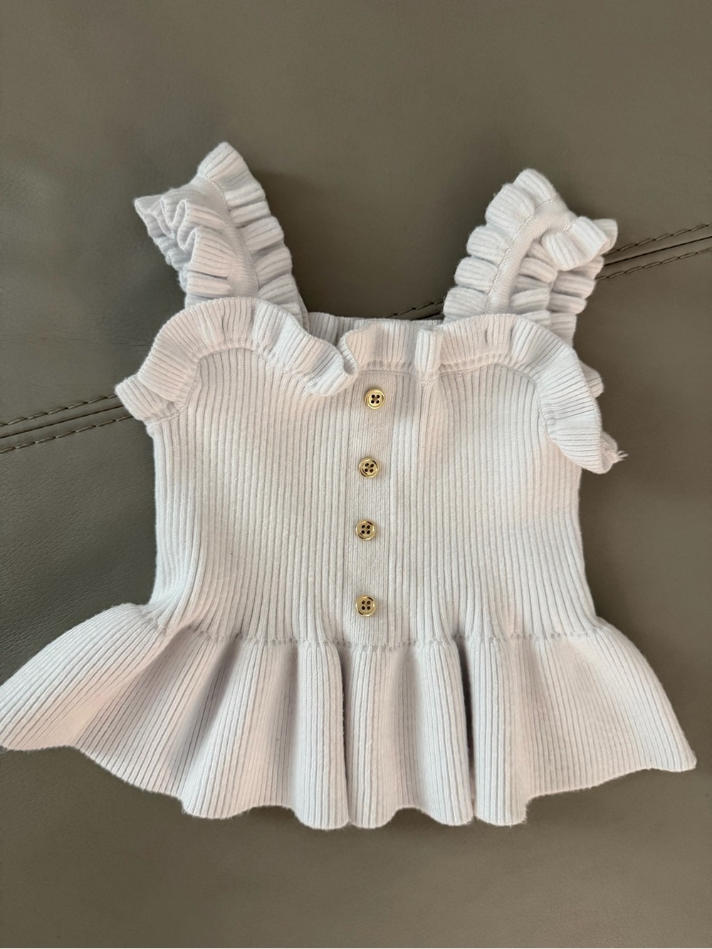 Janie and Jack White Ribbed Peplum Ruffle Top Size 2T